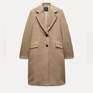 Zara Wool Pea Coat  (Taupe)